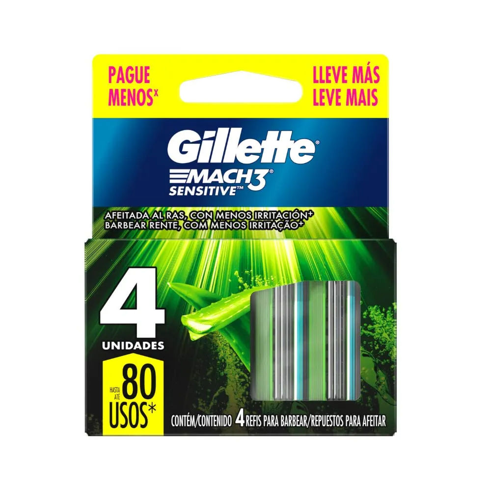 Carga Gillette Mach3 Sensitive 4 Unidades