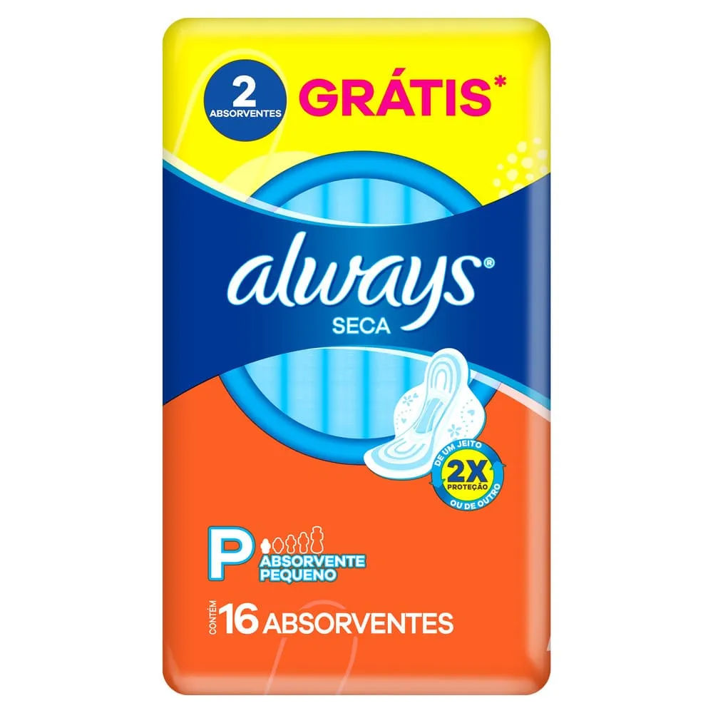 Absorvente Always Super Proteção Seca Com Abas 16 Unidades