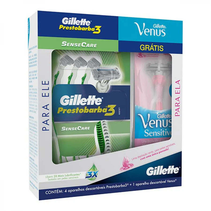 Aparelho Gillette Prestobarba 3 Sense Care 4 Unidades + Gillette Venus