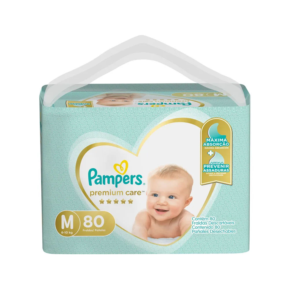 Fralda Pampers Premium Care Tamanho M 80 Unidades