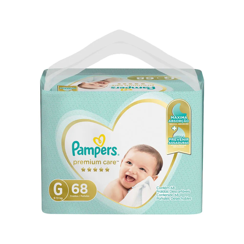 Fralda Pampers Premium Care Tamanho G 68 Unidades