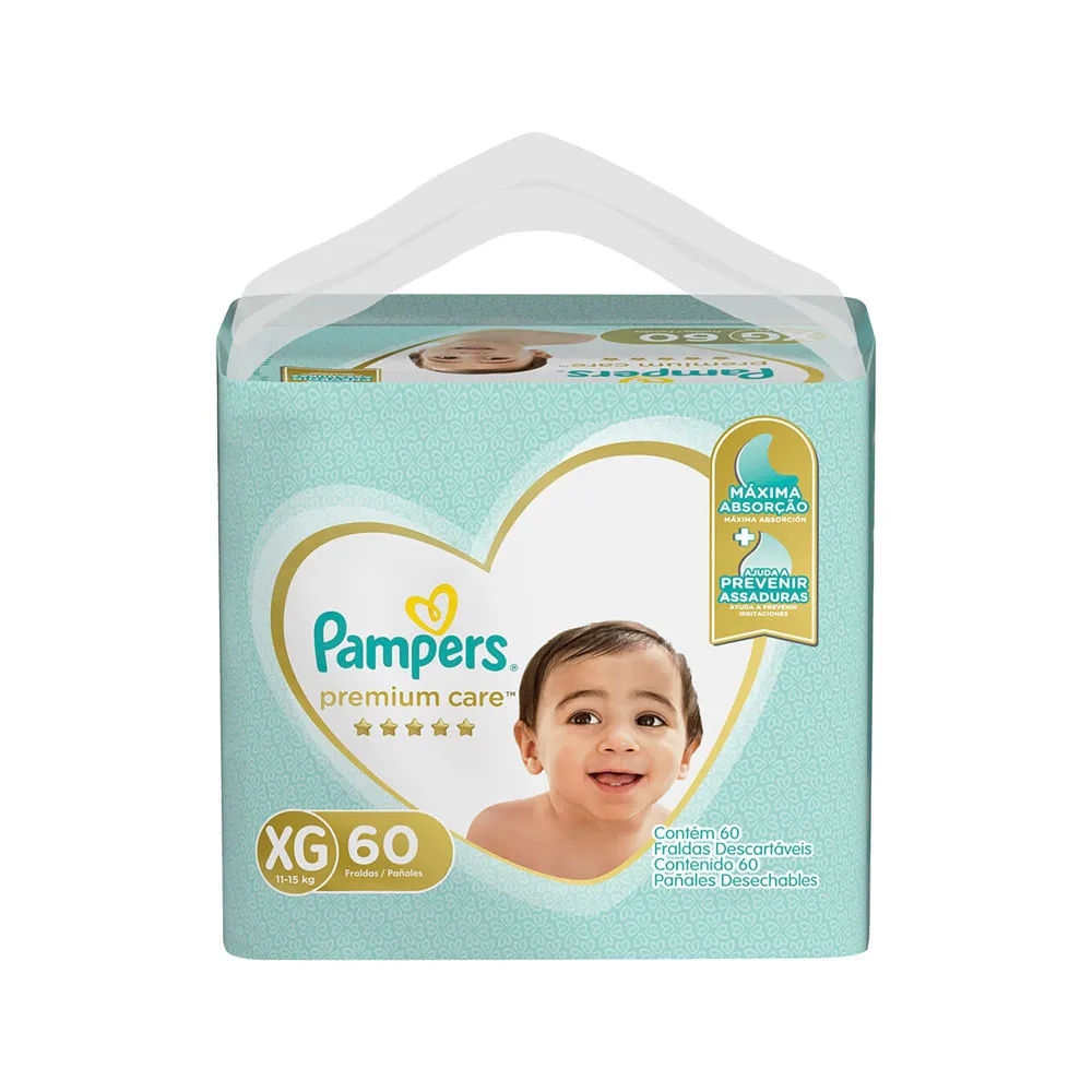 Fralda Pampers Premium Care Tamanho XG 60 Unidades