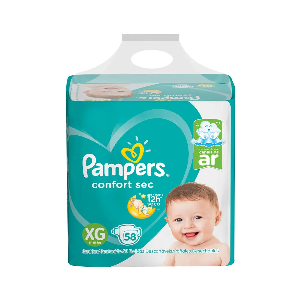 Fralda Pampers Confort Sec Bag Super XG 58 Unidades