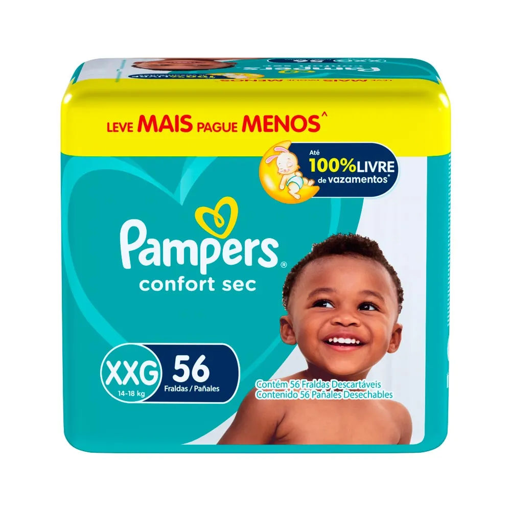Fralda Pampers Confort Sec Bag Super XXG 56 Unidades
