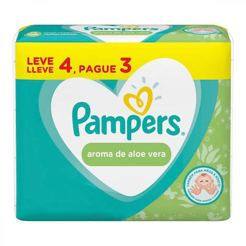 Toalhas Umedecidas Pampers Leve 4 Pague 3 Aloe Vera