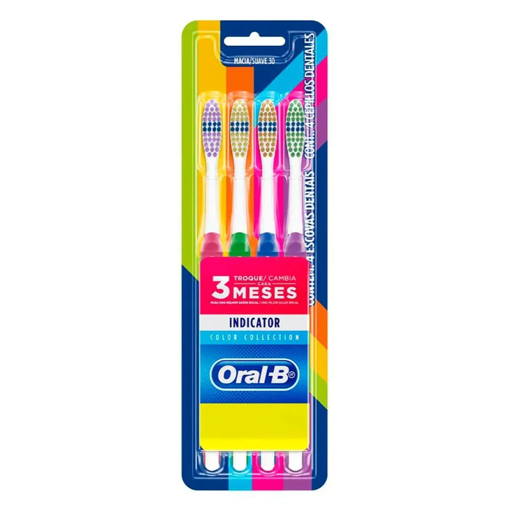 Escova Dental Oral-B Indicator Color Collection 4 Unidades