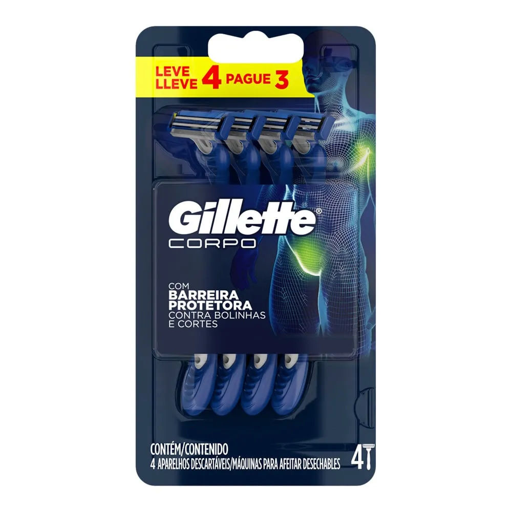 Aparelho Descartável Corpo Gillette Leve 4 Pague 3 Unidades