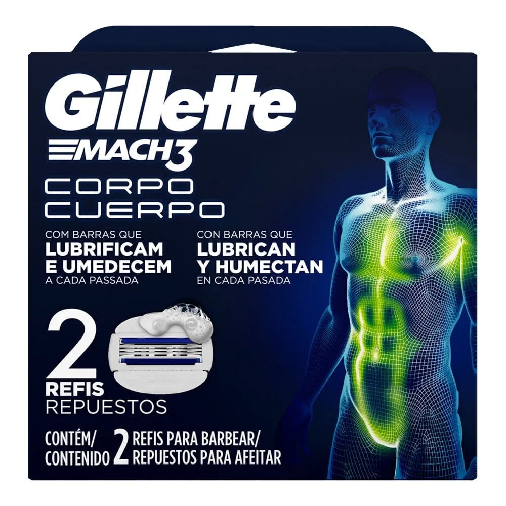 Carga de Aparelho Corpo Gillette Mach3 2 Unidades