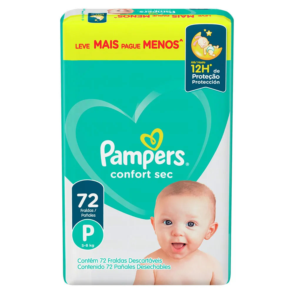 Fralda Pampers Confort Sec Bag Super P 72 Unidades