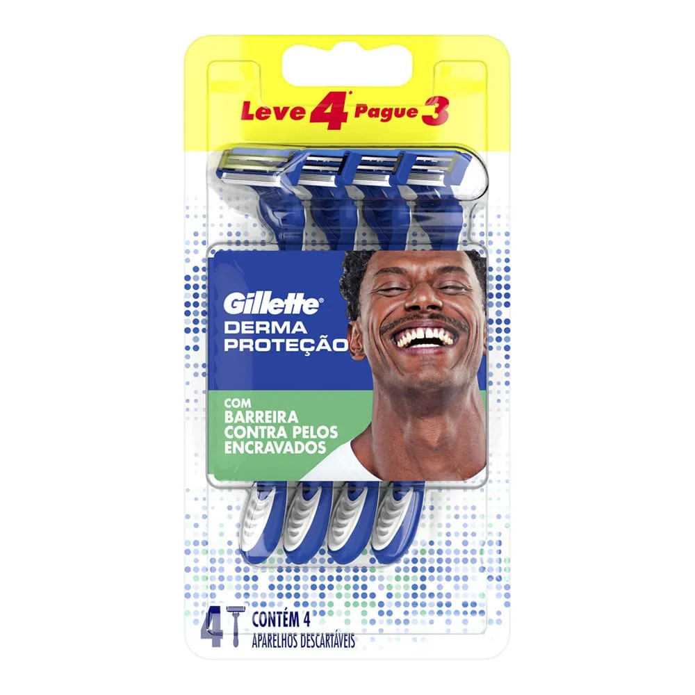 Aparelho Descartável Gillette Derma Proteção 4 Unidades Leve 4 Pague 3