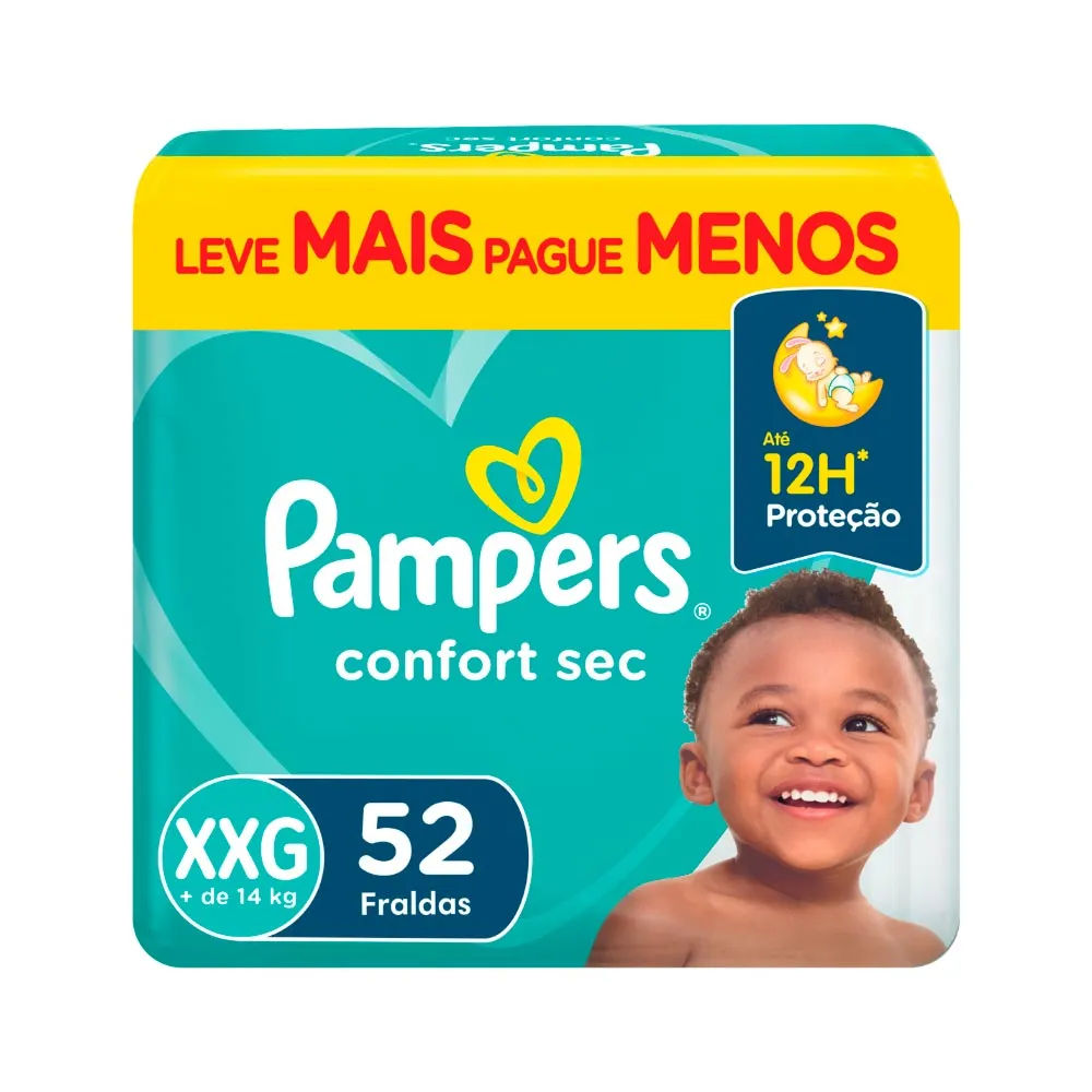 Fralda Pampers Confort Sec Xxg Super Com 52 Unidades Fortebag