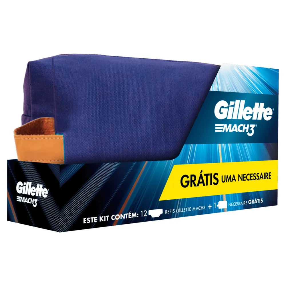 Kit 12 Cargas de Aparelho para Barbear Gillette Mach3 Grátis Nécessaire