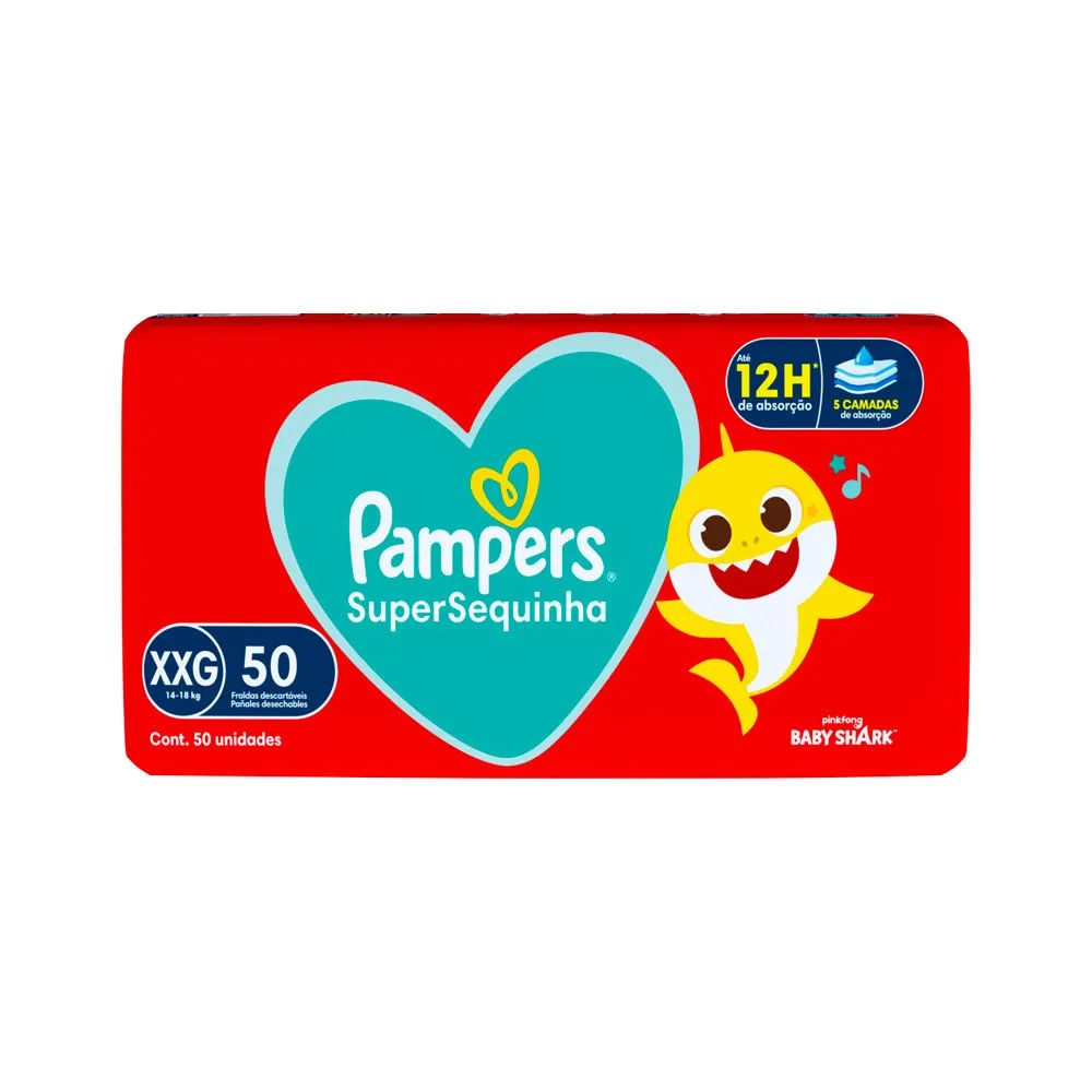 Fralda Pampers Supersequinha Tamanho XXG 50 Unidades