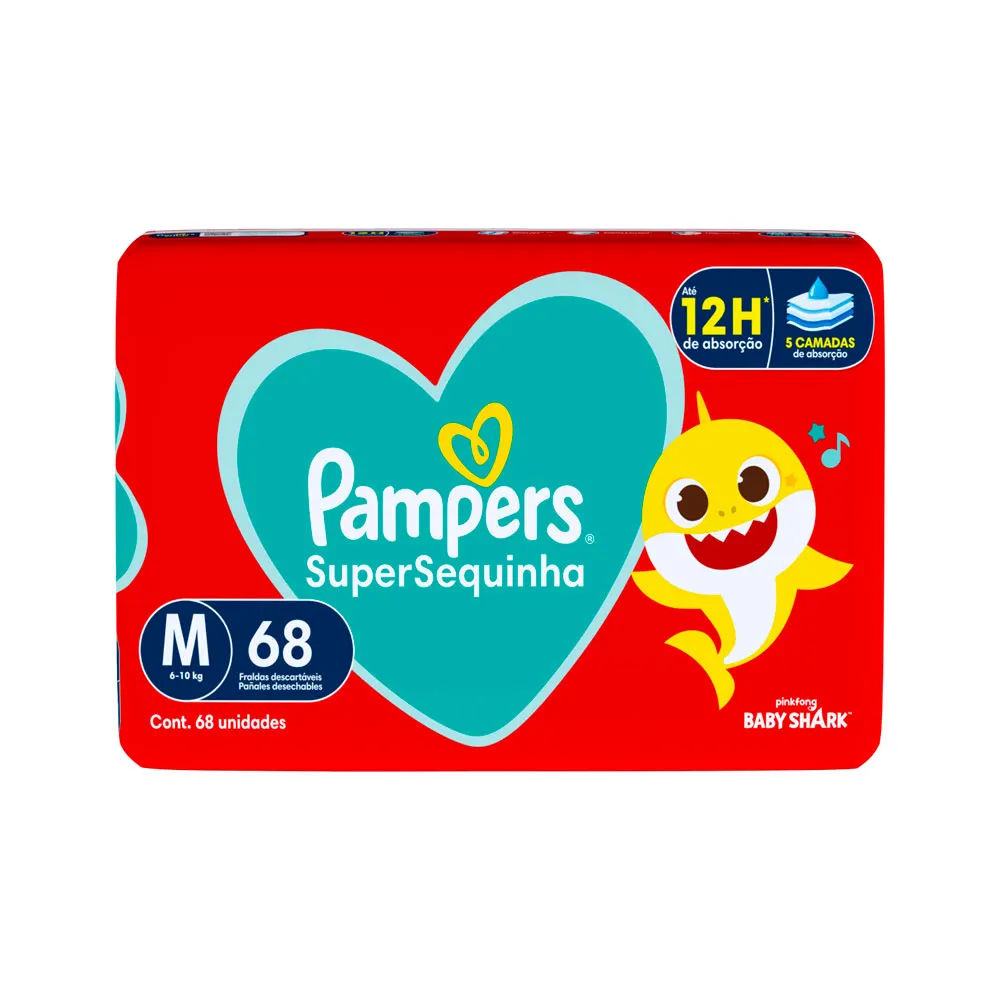 Fralda Pampers Supersequinha Tamanho M 68 Unidades