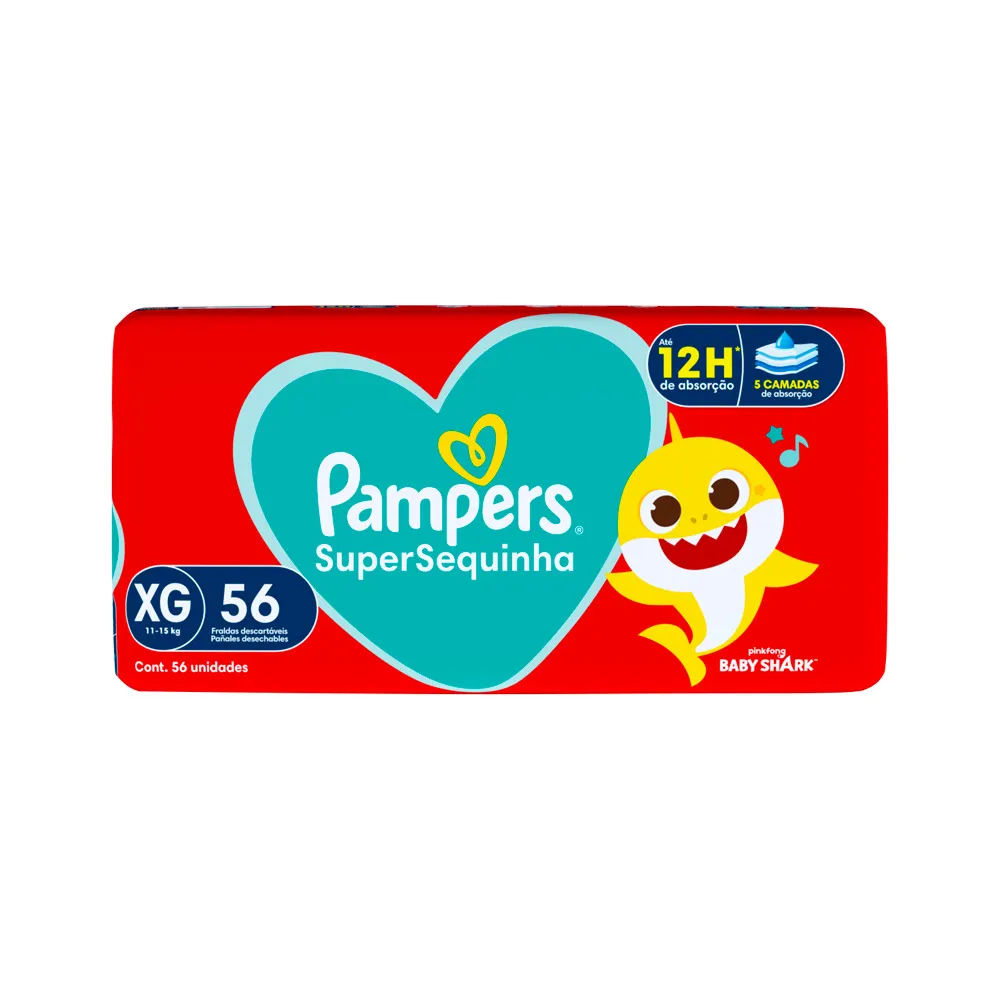 Fralda Pampers Supersequinha Tamanho XG 56 Unidades