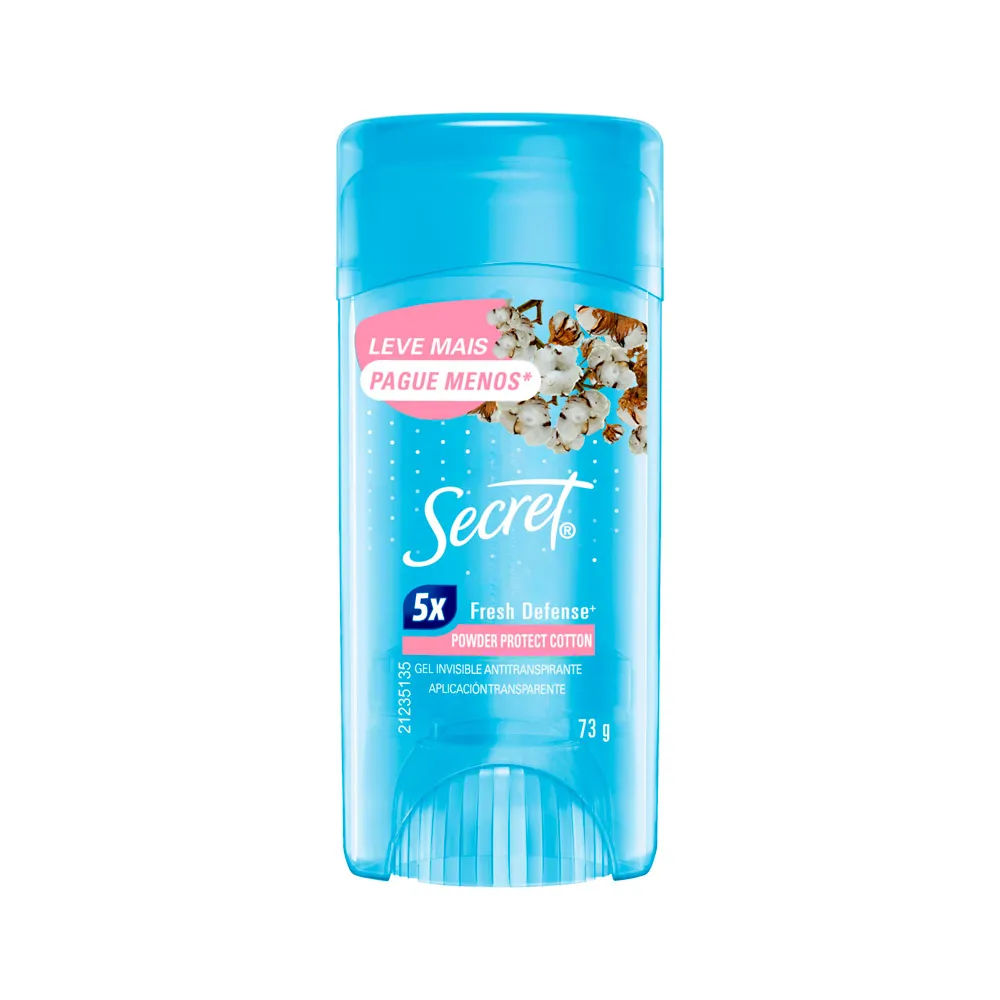 Desodorante Antitranspirante Stick Gel Secret Powder Protect Cotton Feminino 73g