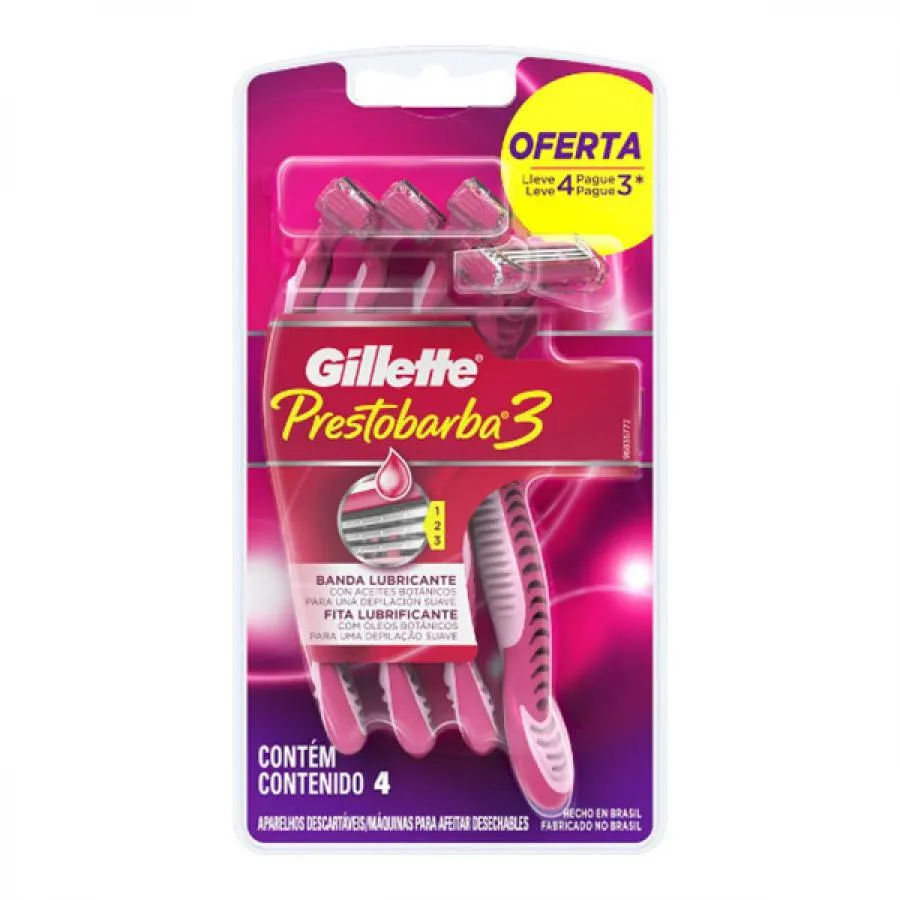 Aparelho de Depilação Gillette Prestobarba3 Feminino Leve 4 Pague 3