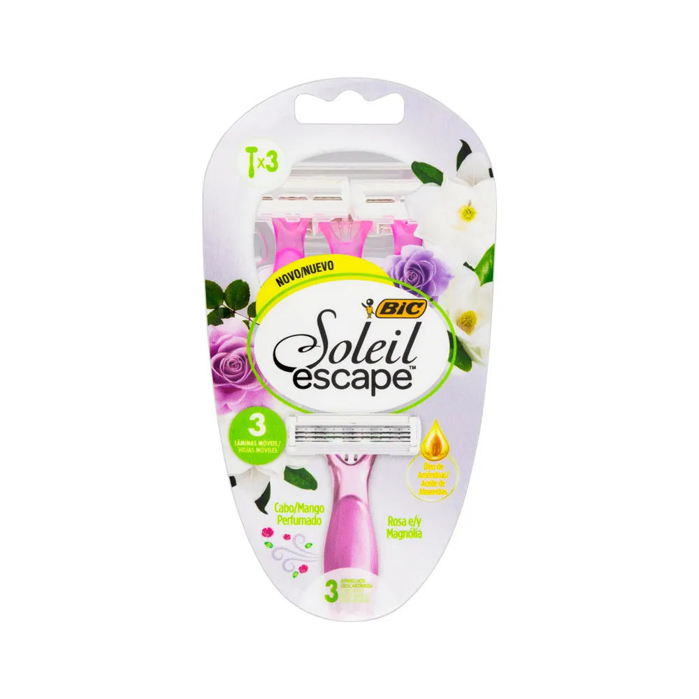 Depilador Soleil Escape BIC Rosa e Magnólia 3 Unidades