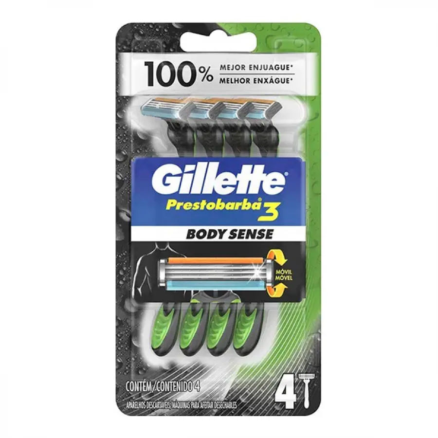 Aparelho Gillette Prestobarba 3 Body Sense Com 4 Unidades