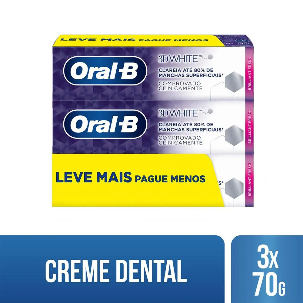 Creme Dental Oral-B 3D White 3 Unidades de 70g