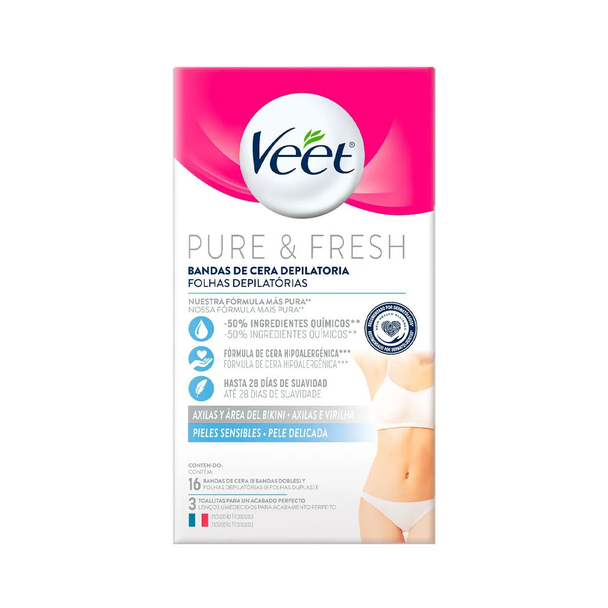 Folhas para Depilação Veet Pure & Fresh 16 Unidades
