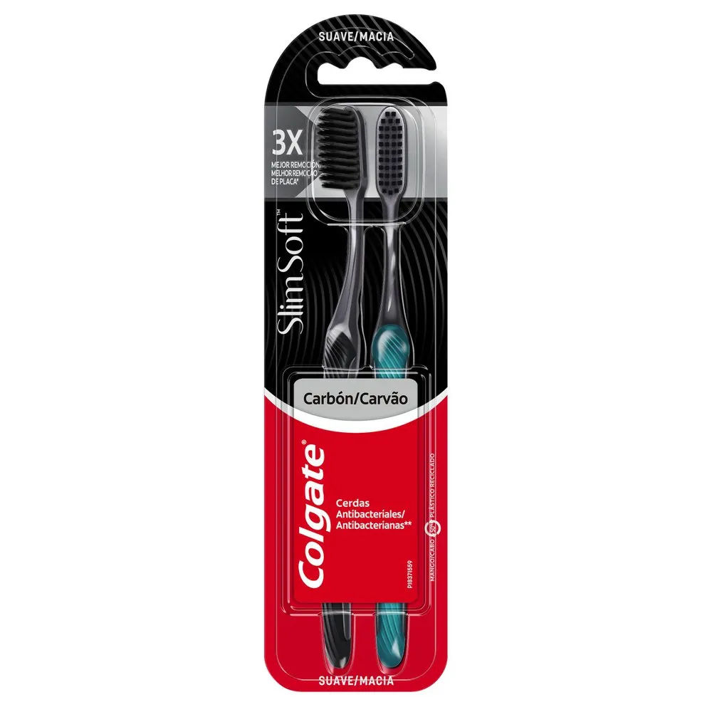 Escova Dental Colgate Slim Soft Black 2 Unidades