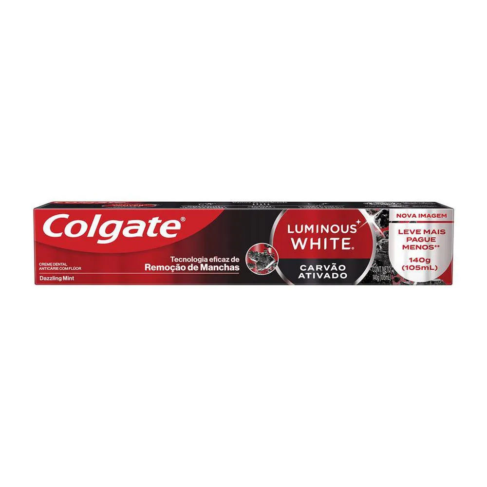 Creme Dental Clareador Colgate Luminous White Carvão Ativado 140g