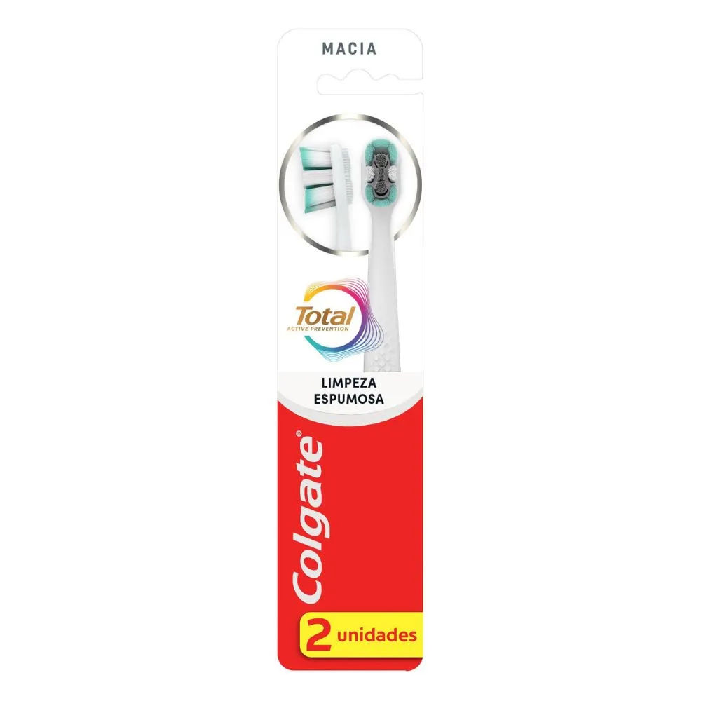 Escova Dental Colgate Total Limpeza Espumosa Suave 2 unidades