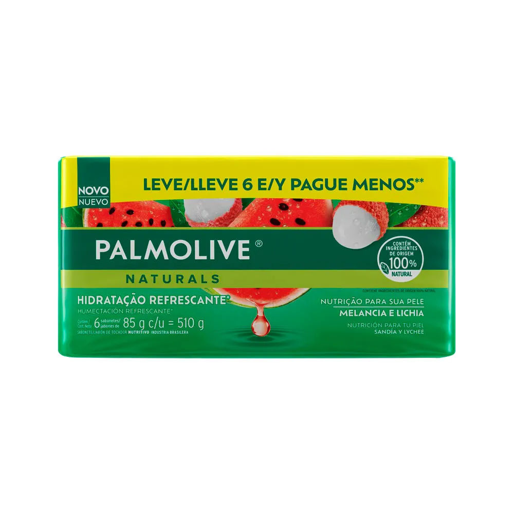 Sabonete Palmolive 85g 6 Unidades Naturals Melancia e Lichia