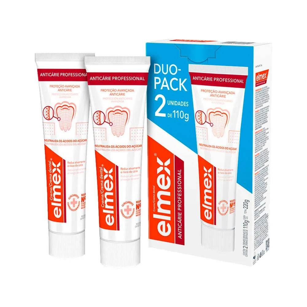 Creme Dental Elmex Anticáries Professional 110g com 2 Unidades