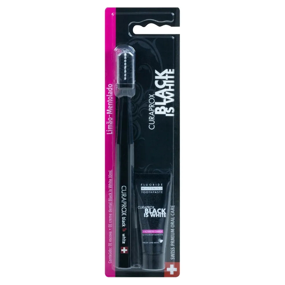 Escova Dental 5460 + Creme Dental 10ml Curaprox Black Is White