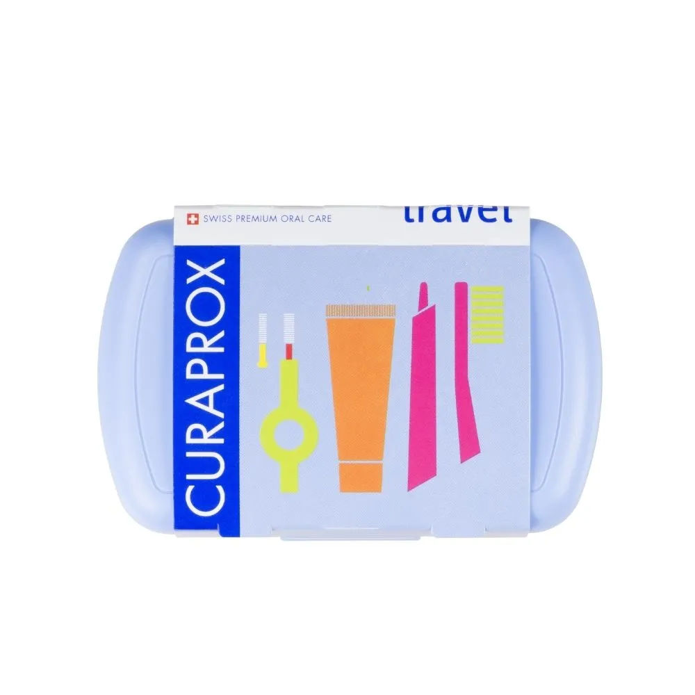 Kit Viagem Curaprox Escova Dental + Creme Dental 10ml + Estojo Colorido Sortido