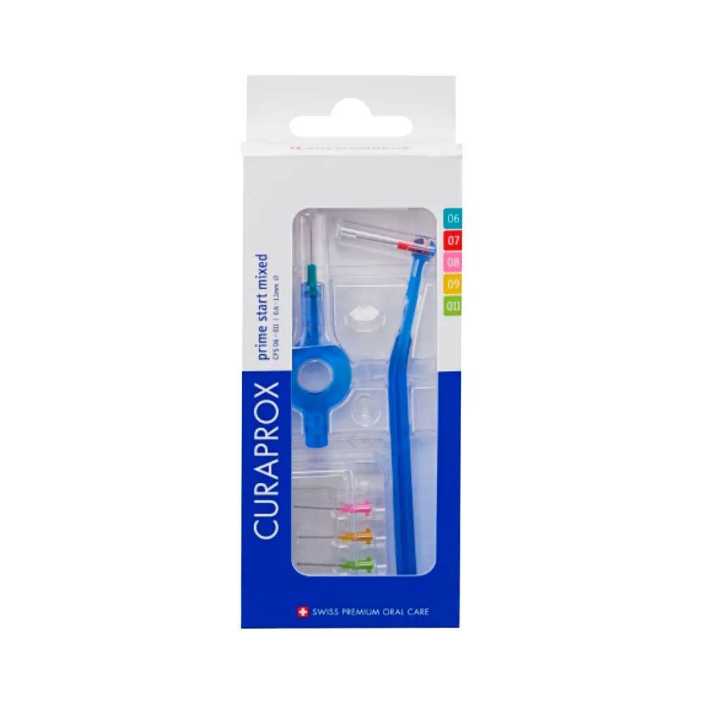 Escova Interdental Curaprox Prime Start Mixed Com 2 Suportes + 5 Escovas  Interdentais Cps 06 Ao 011