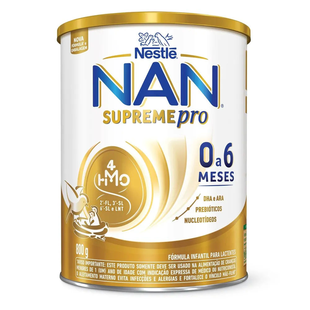 Fórmula Infantil NAN Supreme Pro HMO Nestlé 0 a 6 Meses 800g