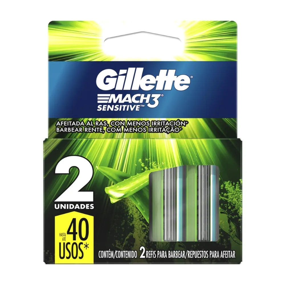 Carga para Aparelho de Barbear Gillette Mach3 Sensitive 2 Unidades