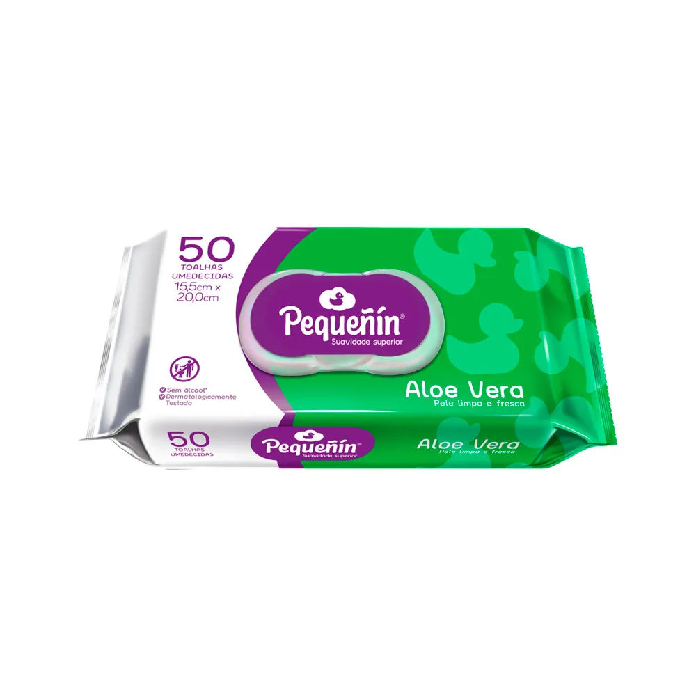 Lenços Umedecidos Pequeñín Aloe Vera 50 Unidades