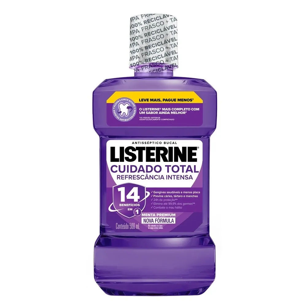 Antisséptico Bucal Listerine Cuidado Total Menta Premium 500ml