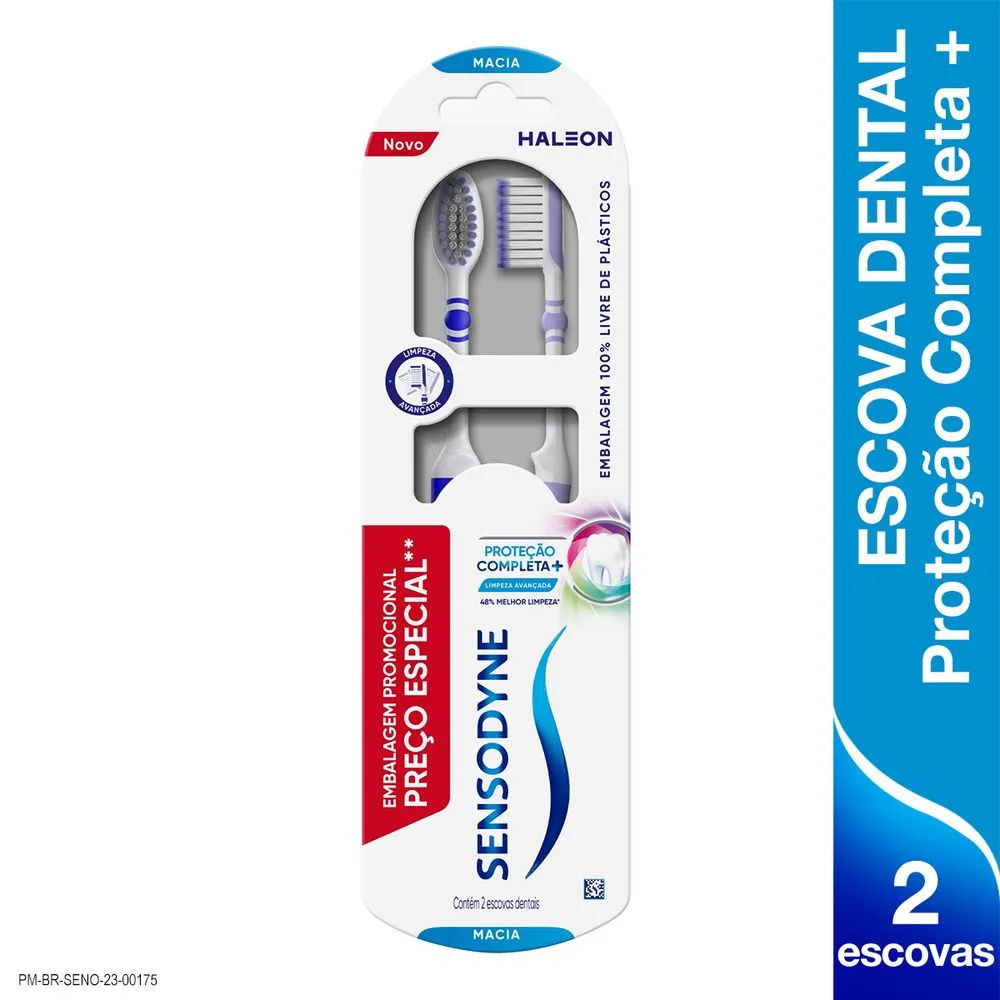 Kit Escova de Dente Sensodyne Proteção Completa+ Macia 2 unidades