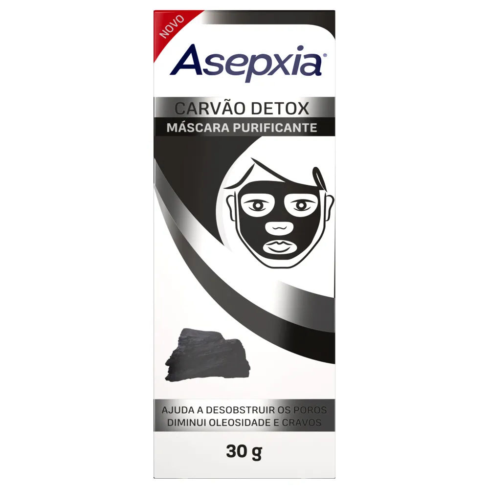 Máscara Purificante Facial Asepxia Carvão Detox 30g