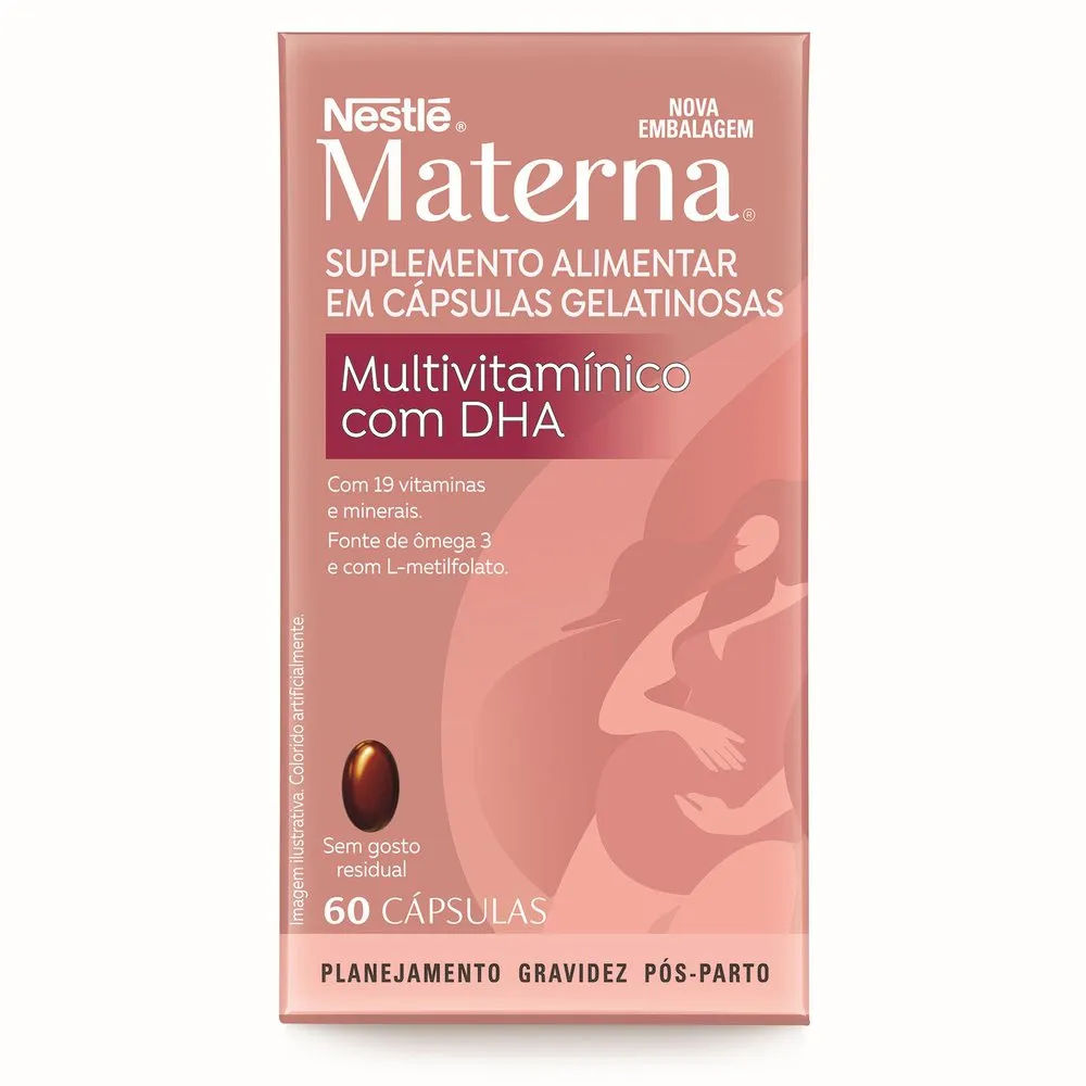 Suplemento alimentar em cápsulas Materna Multivitamínico com DHA 60 unidades