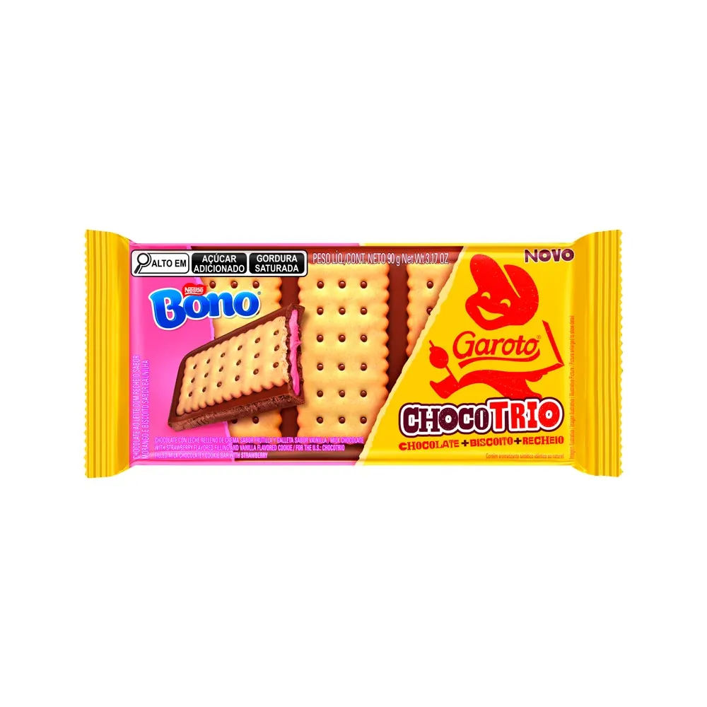 Chocolate Chocotrio Garoto Bono Morango 90g