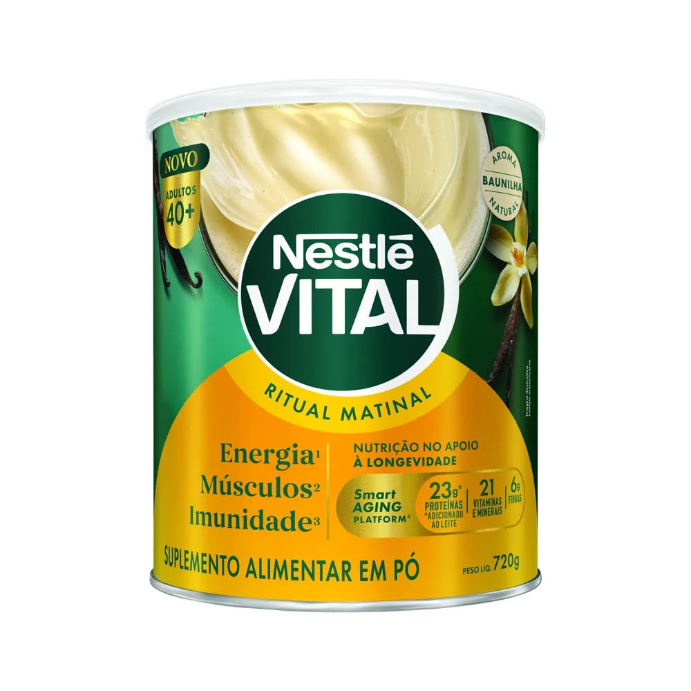 Suplemento Alimentar Pó Baunilha Nestlé Vital Ritual Matinal 40+ 720g
