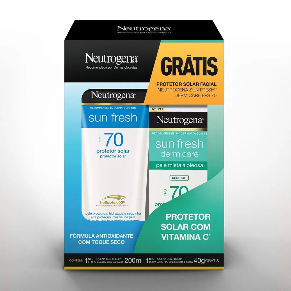 Kit Neutrogena Protetor Solar Sun Fresh FPS 70 200ml + Gel-Creme Facial Neutrogena FPS 70 40g