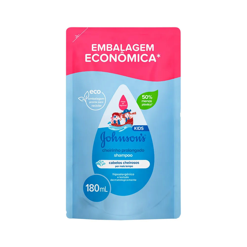 Shampoo Infantil J&J 180ml Refil Cheirinho Prolongado
