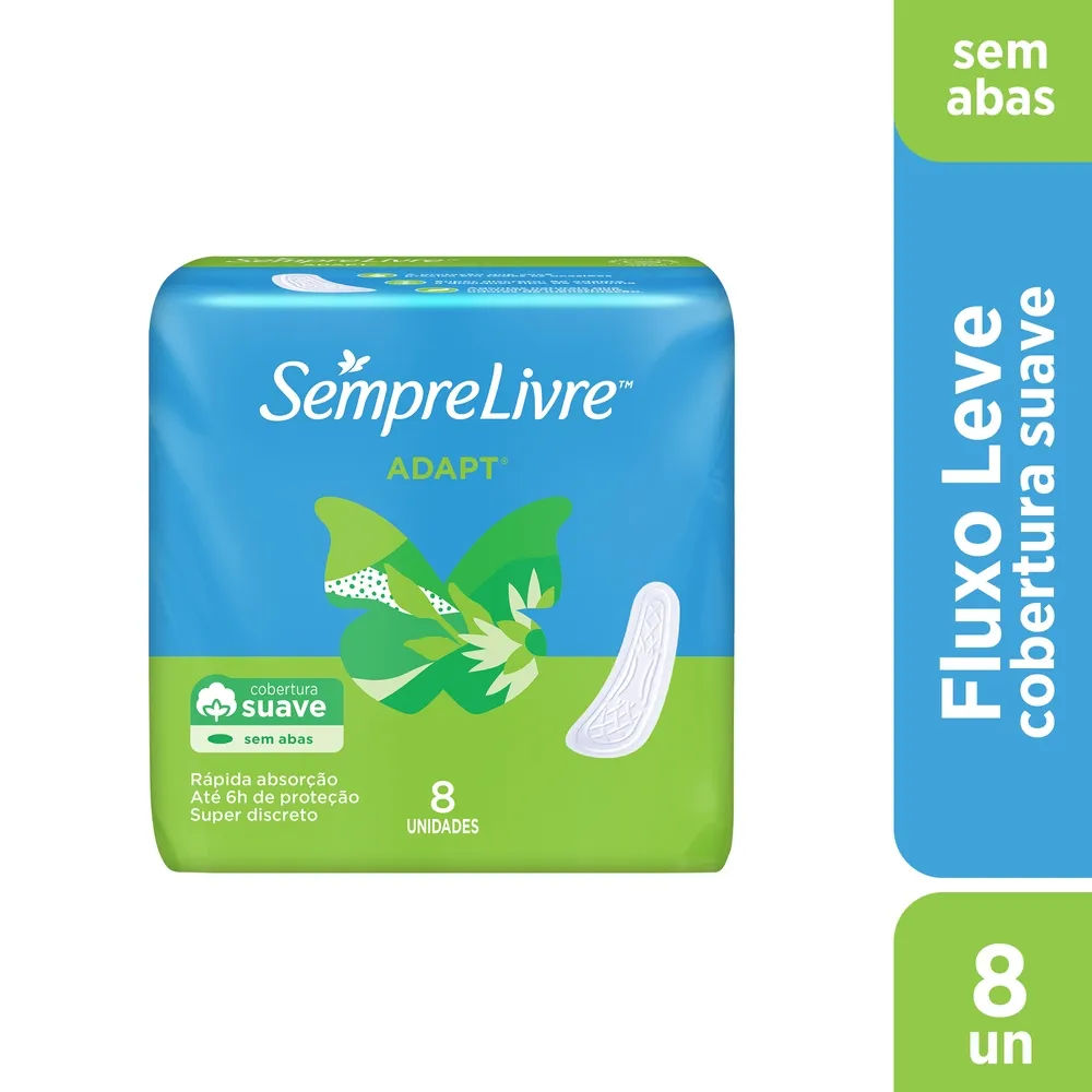 Absorvente sem Abas Suave Sempre Livre Adapt 8 Unidades
