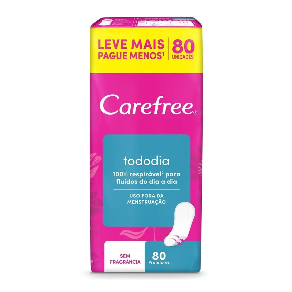 Absorvente Carefree Todo Dia sem Perfume 80 Unidades