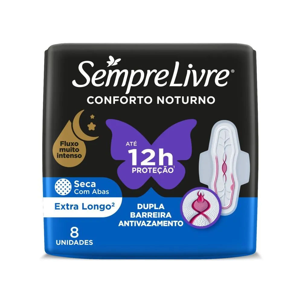 Absorvente Externo Sempre Livre Conforto Noturno Seca, 8un