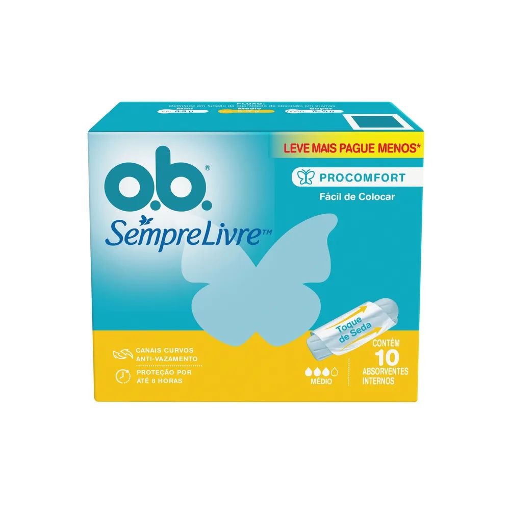 Absorvente OB Médio Leve 10 Pague 8