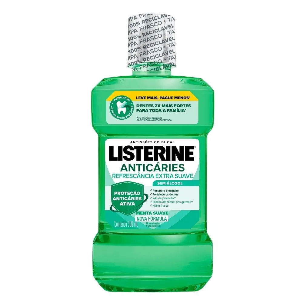 Enxaguante Bucal Listerine Anticáries Sem Álcool 500ml