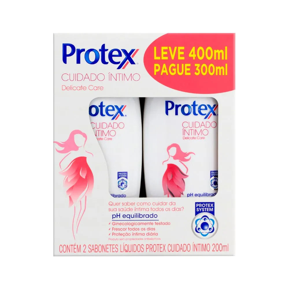 Sabonete Líquido Íntimo Protex Delicate Care 200ml Leve 400ml Pague 300ml